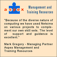 Web designers Netsima have produced Intranet, Internet and multimedia applications for Aspex Management Training and Resources